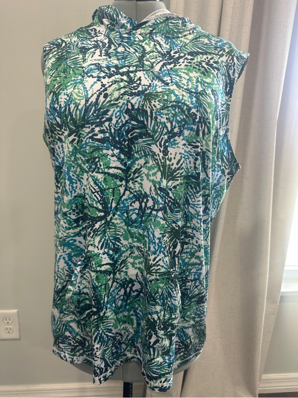 Reel Legends Blue & Green Tropical Print Swim Cover-Up Size XL
